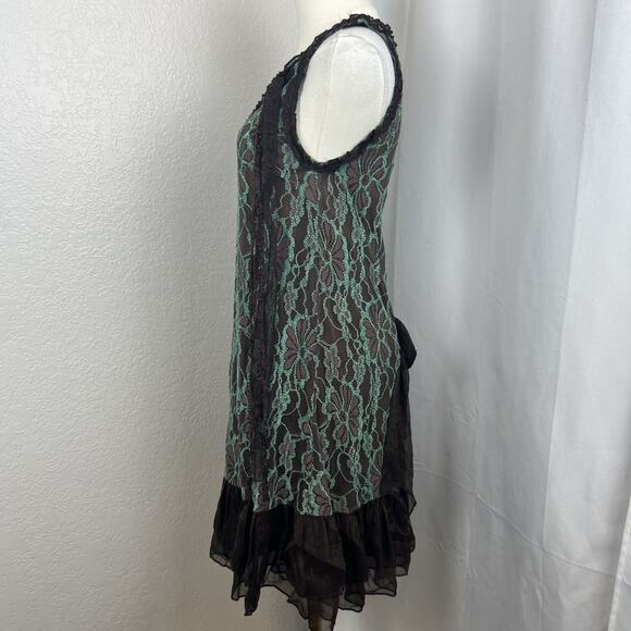 Altard State Dress Womens Small Blue Brown Lace Bow Detail Fairygrunge Gothic - Picture 3 of 11